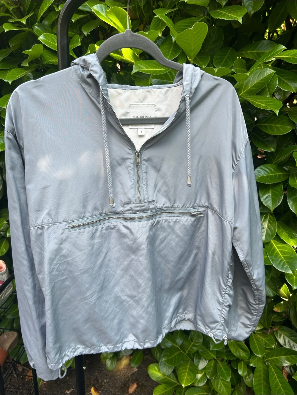 Thread & Supply Silver-Gray Hooded Half-Zip Anorak